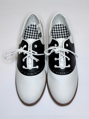 ⁠Predictions VTG Inspired Black & White Saddle Oxfords Rare Sz 11w